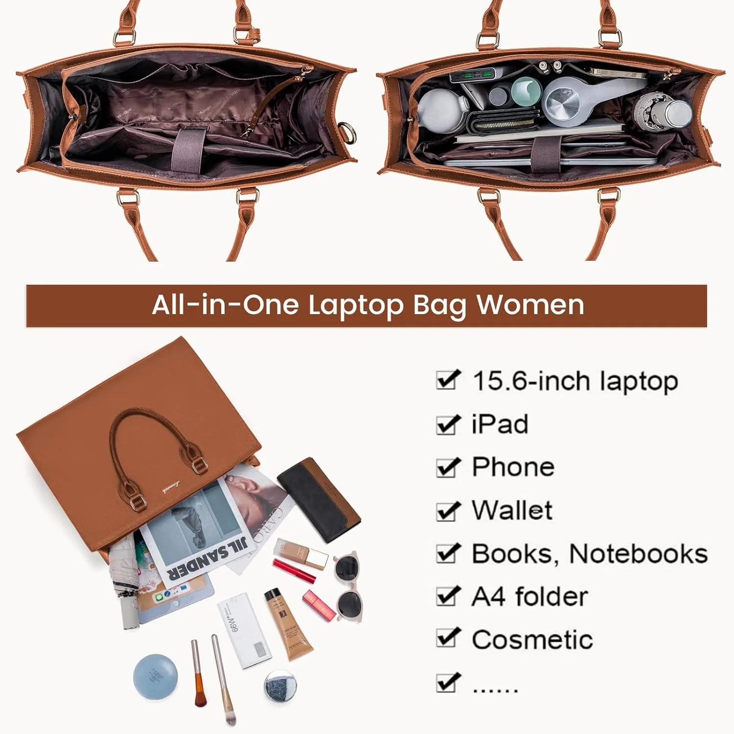 LOVEVOOK Women's 15.6 Inch Laptop Tote Briefcase Business Office Bag