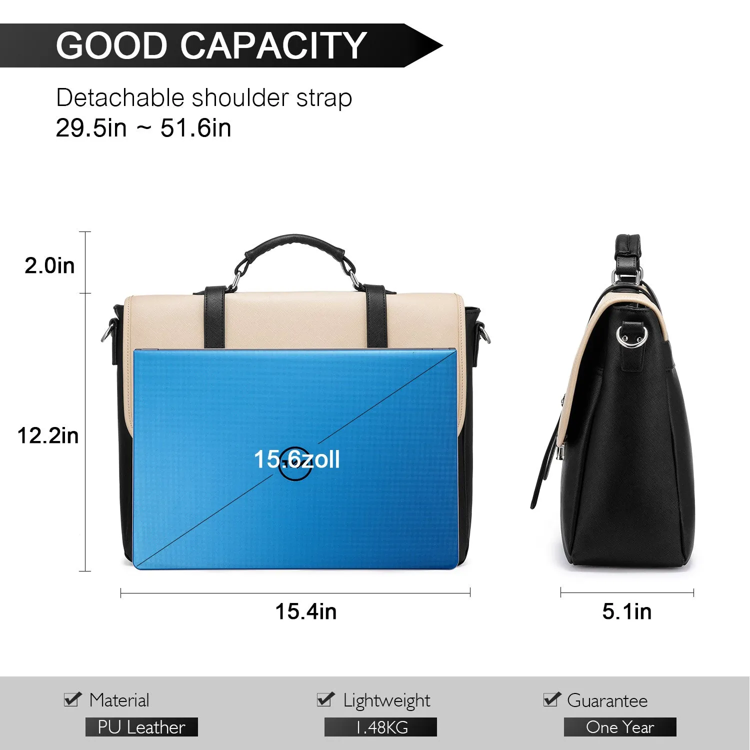Lovevook Women's Laptop Bag Beige-Brown - Sleek and Functional Work Bag with Multiple Pockets