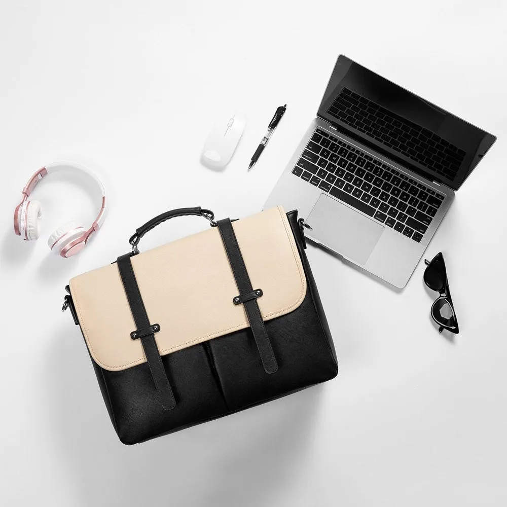 Lovevook Women's Laptop Bag Beige-Brown - Sleek and Functional Work Bag with Multiple Pockets