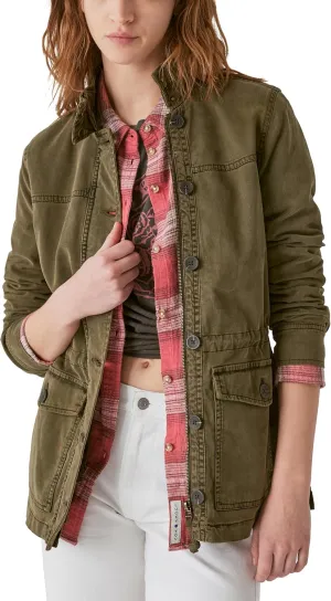 Lucky Brand Women's Long Sleeve Button Up Two Pocket Utility Jacket
