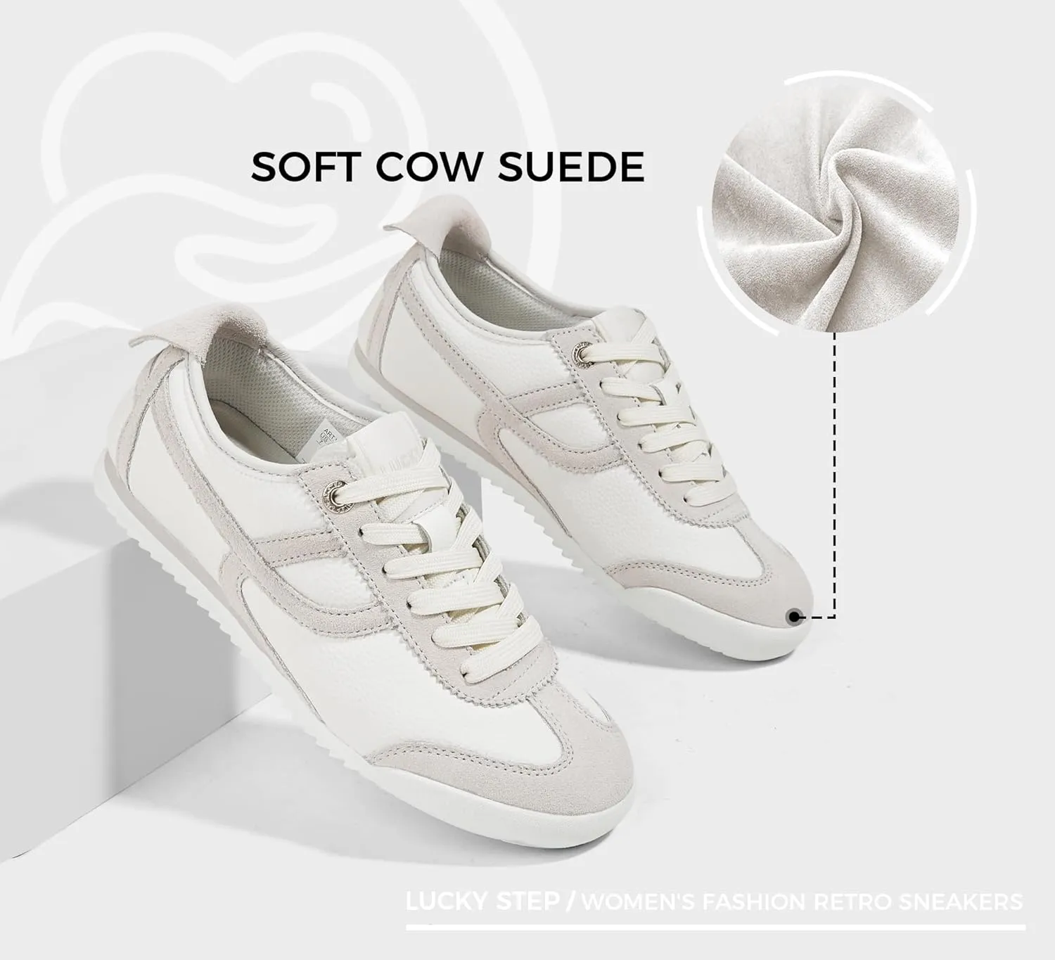 LUCKY STEP Women's Retro Fashion Sneakers Thin Sole Casual Walking Lightweight Tennis Trainers Running Gym Workout Classic Comfortable Athletic Shoes
