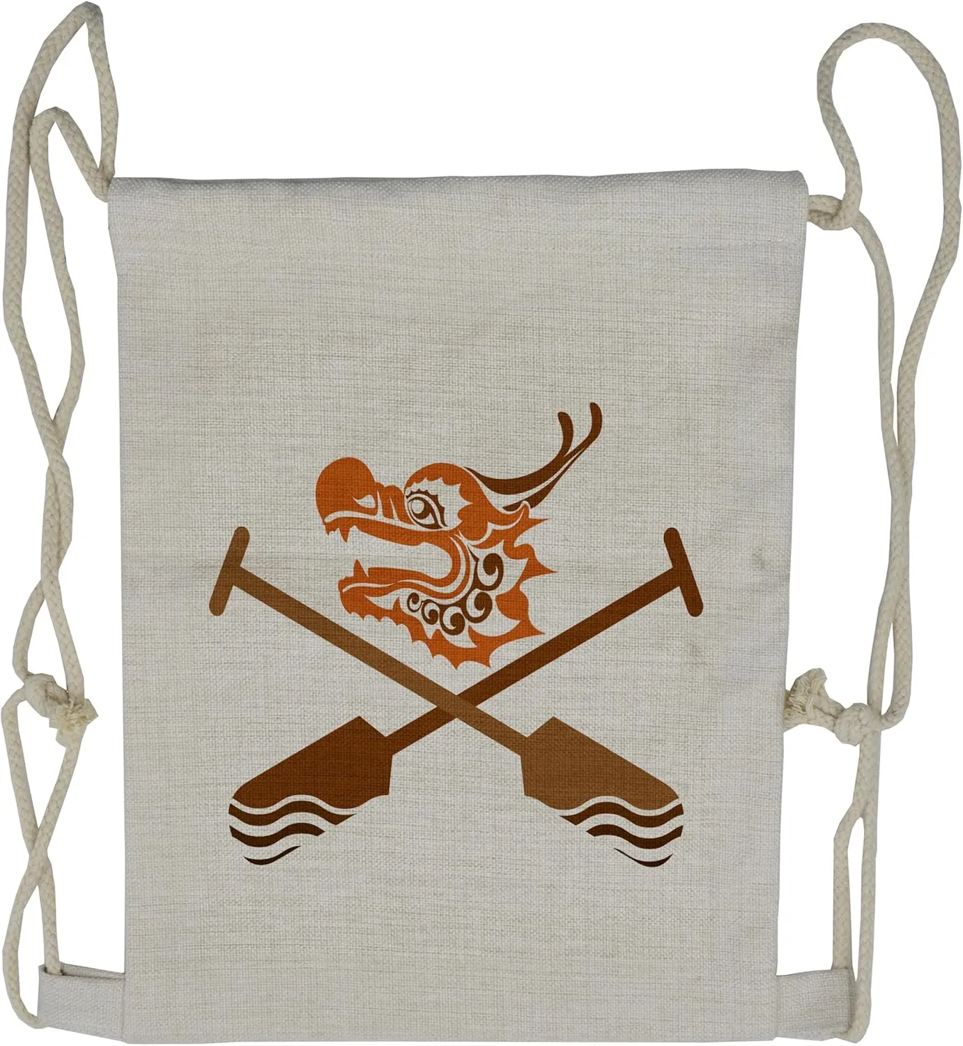 Lunarable Oar Drawstring Backpack, Dragon Boat Crossed Paddles, Sackpack Bag, Orange Brown