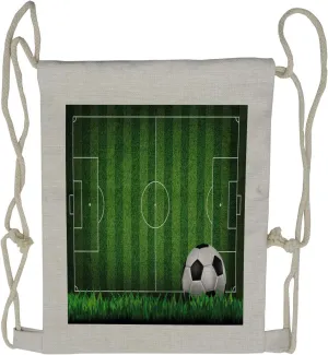 Lunarable Sports Drawstring Backpack, Pitch of the Soccer Game, Sackpack Bag