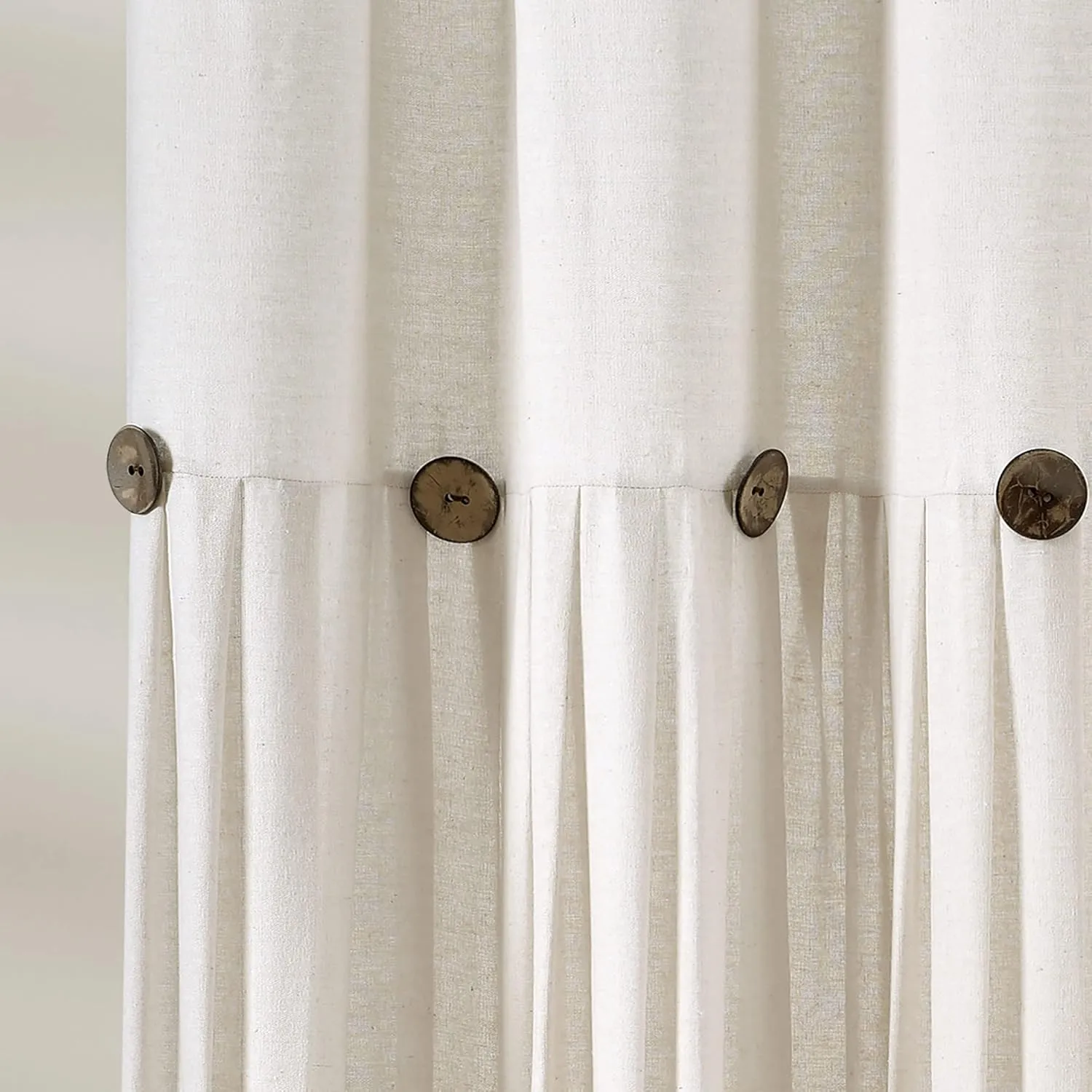 Lush Decor Linen Button Shower Curtain, 72" x 72", Off White