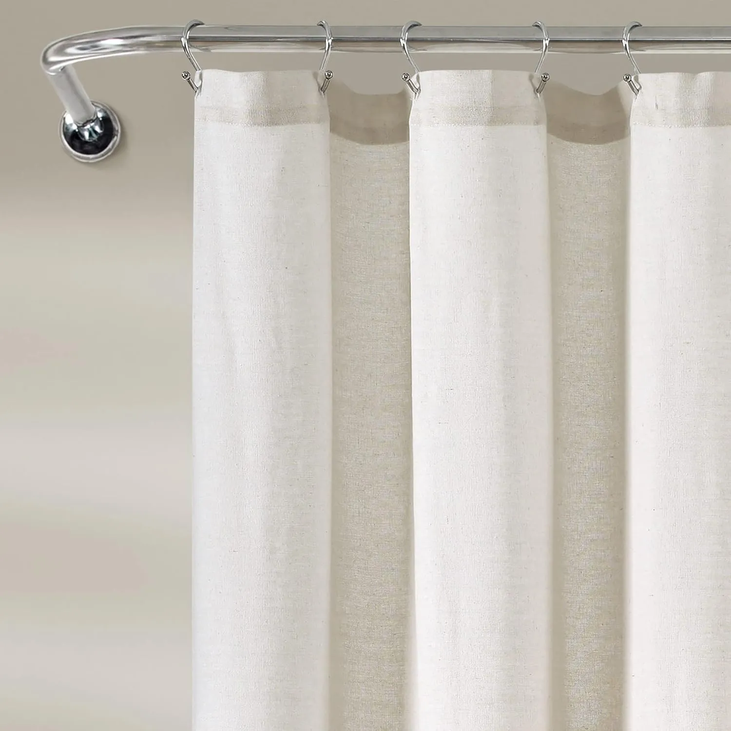 Lush Decor Linen Button Shower Curtain, 72" x 72", Off White
