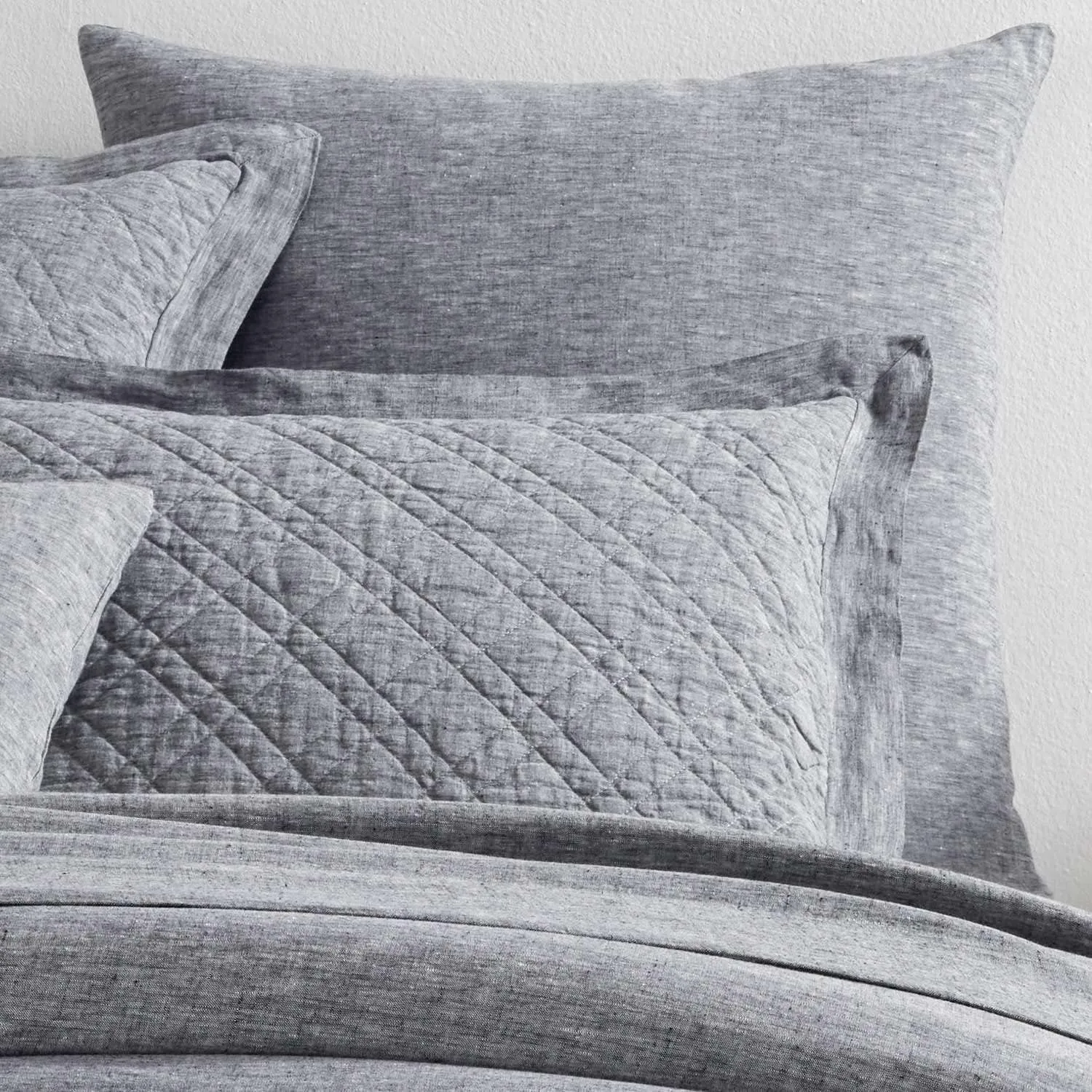 Lush Linen Black Duvet Duvet Sham, Euro Size, Black Solid Pattern