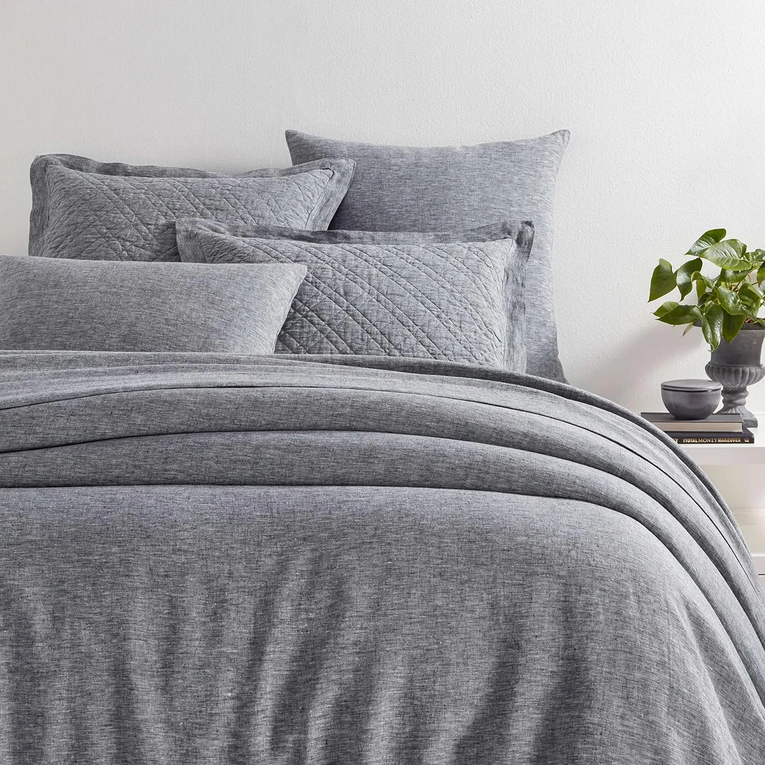 Lush Linen Black Duvet Duvet Sham, Euro Size, Black Solid Pattern