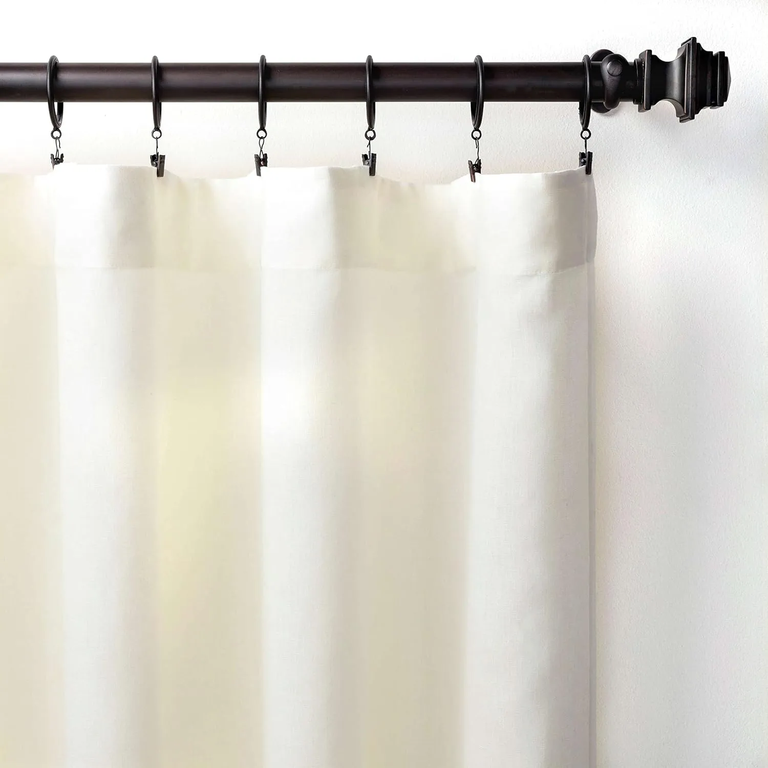 Lush Linen Ivory Curtain Panel, 55" W x 108" L, Ivory Solid Pattern