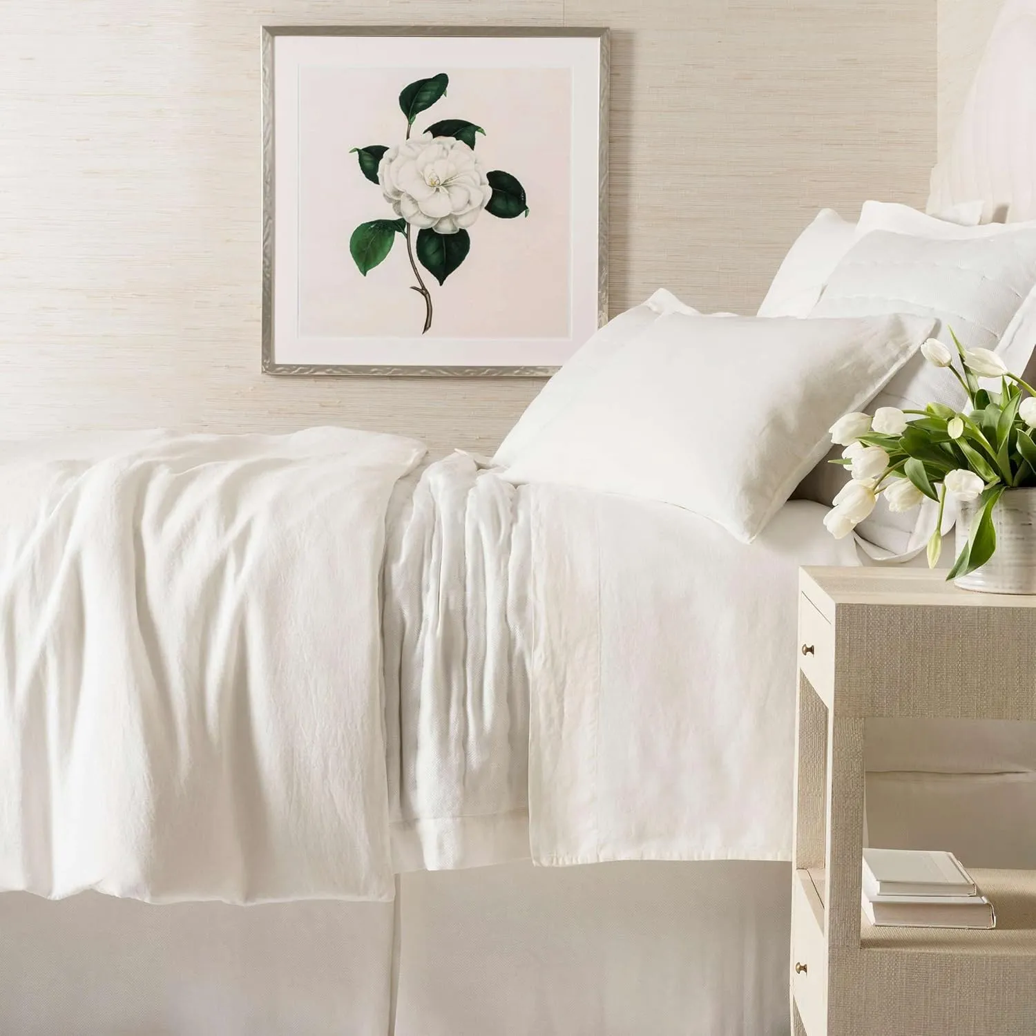 Lush Linen Ivory Duvet Cover, Full/Queen Size, Ivory Solid Pattern