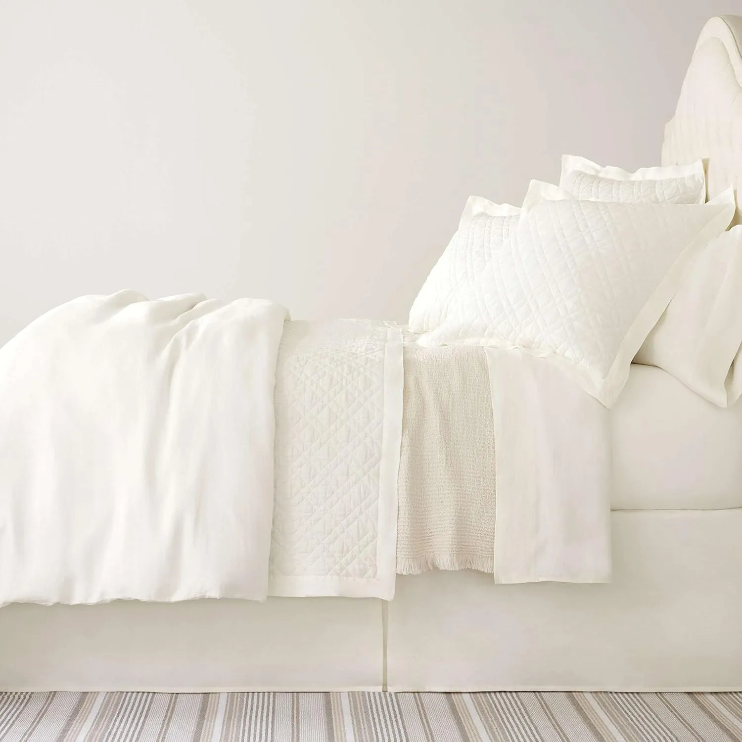 Lush Linen Ivory Duvet Cover, Full/Queen Size, Ivory Solid Pattern