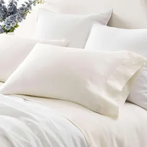 Lush Linen Ivory Pillowcases, King Size, Ivory Solid Pattern