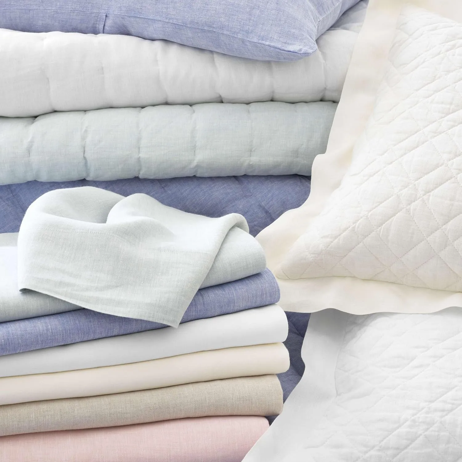 Lush Linen White Sheet Set, Queen Size, White Solid Pattern