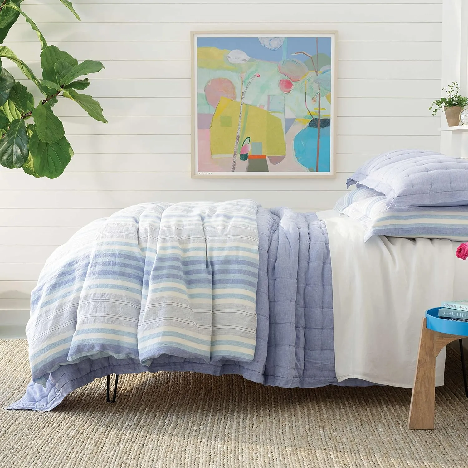 Lush Linen White Sheet Set, Queen Size, White Solid Pattern