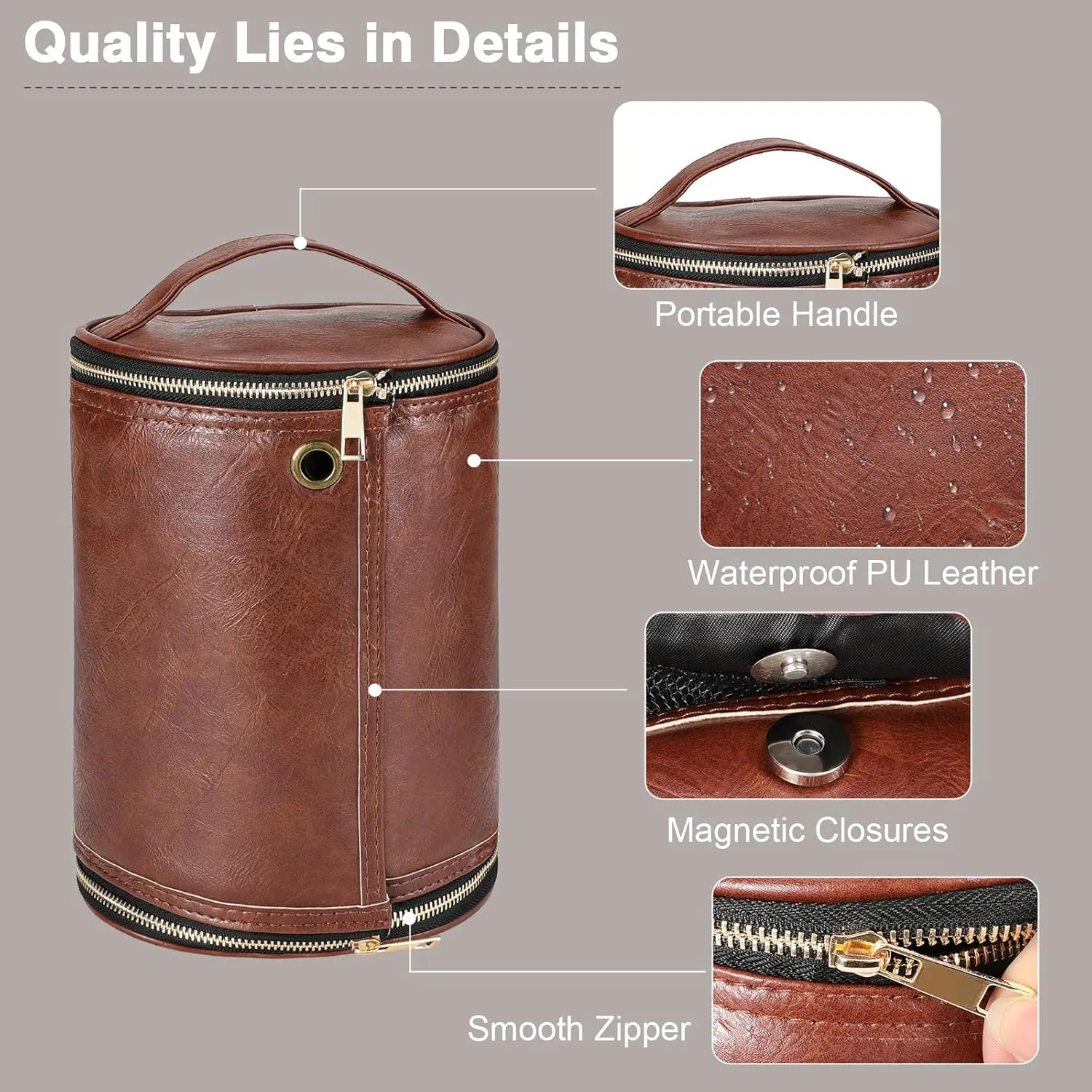 Luxspire Toiletry Bag for Men, Travel Toiletry Organizer Dopp Kit, PU Leather Water-resistant Shaving Bag for Toiletries Accessories, Gift for Mens, Brown