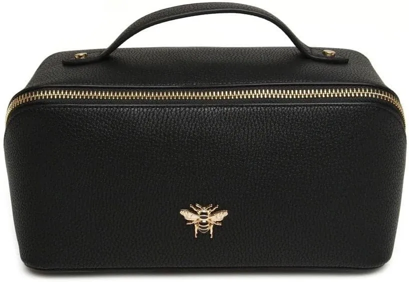 Luxury Beauty Case by Alice Wheeler London Train Case Vanity Toiletry Bag Make-Up Case for Ladies 3 Different Sizes !, Black, M, beauty case