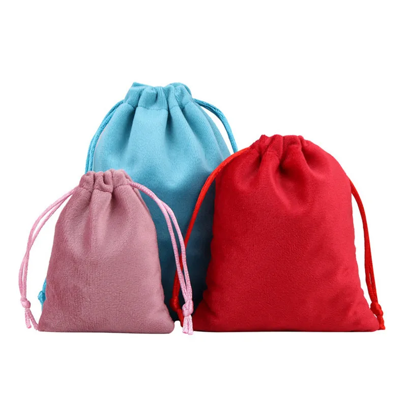 Luxury Soft Velvet Drawstring Bags Red - 4 Sizes