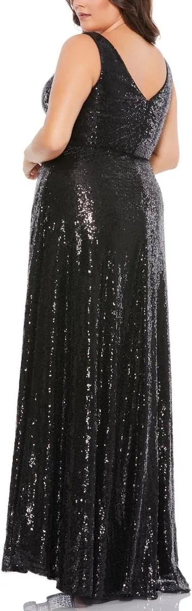 Mac Duggal Womens Plus Sequined Maxi Evening Dress