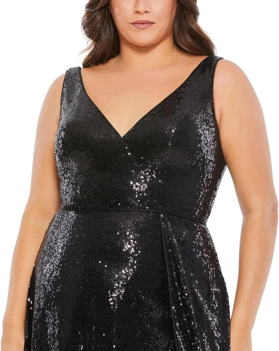 Mac Duggal Womens Plus Sequined Maxi Evening Dress