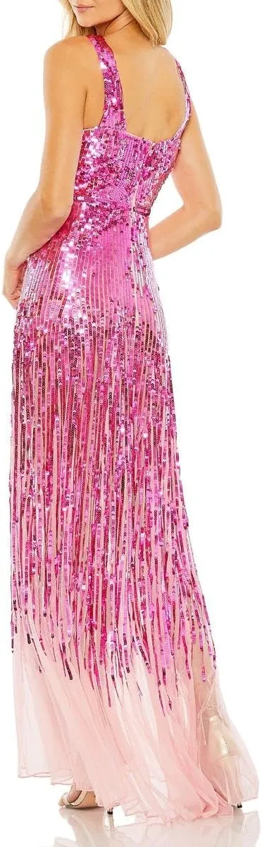 Mac Duggal Womens Sequined Crepe Evening Dress