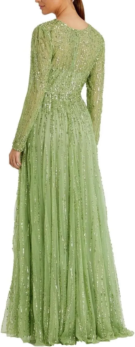 Mac Duggal Womens Sequined Formal Evening Dress
