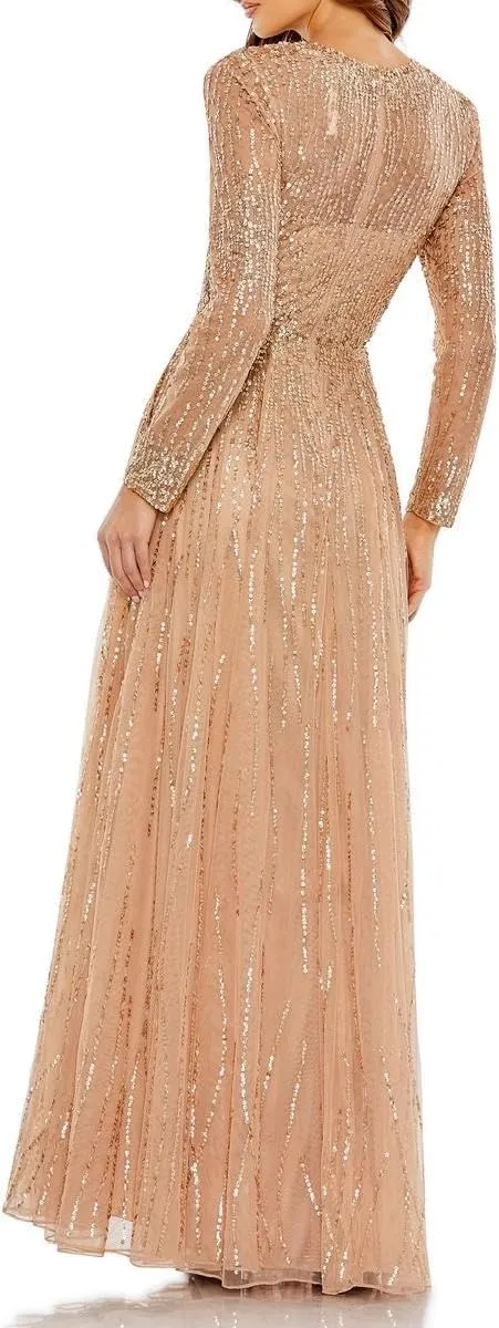 Mac Duggal Womens Sequined Formal Evening Dress
