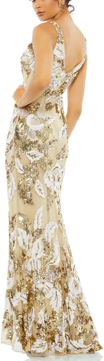 Mac Duggal Womens Sequined Maxi Evening Dress