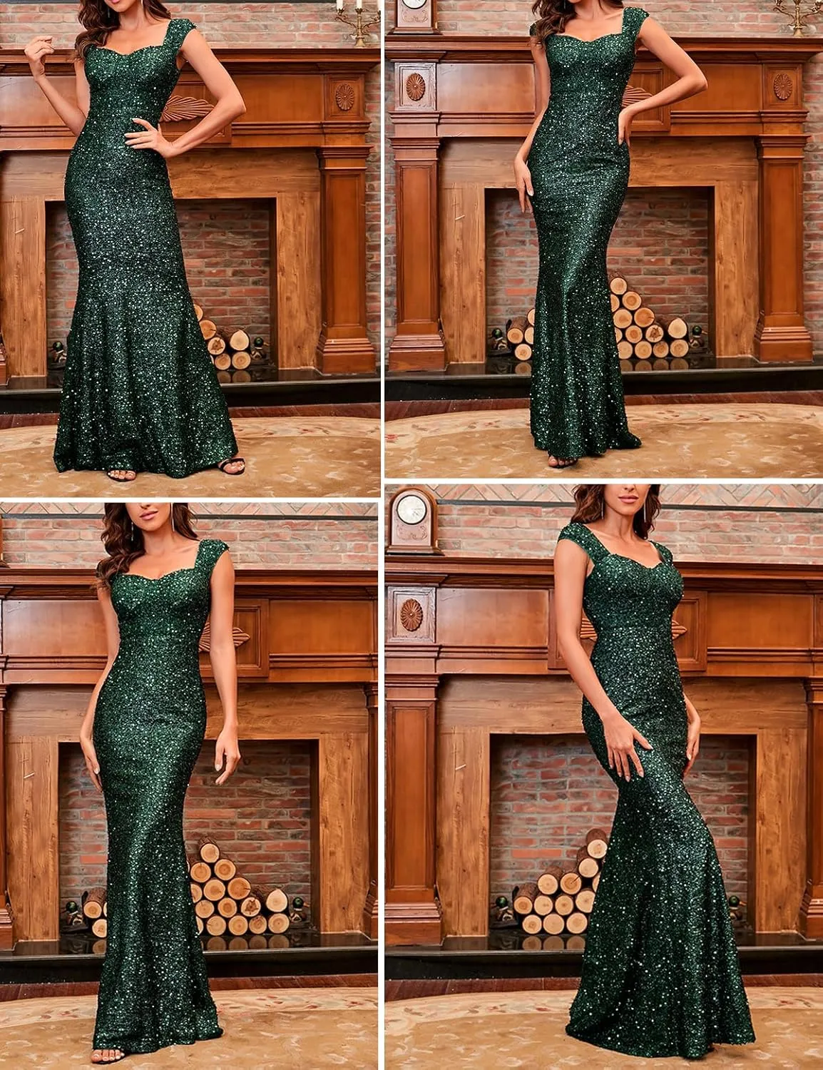 Madam Uniq Formal Dress Sequin Fishtail Sleeveless 1920s Gatsby Cocktail Prom Elegant Maxi Evening Gowns for Women