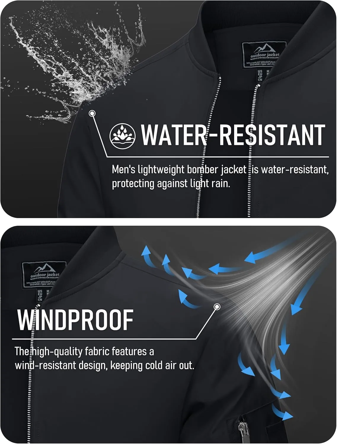 MAGCOMSEN Men's Bomber Jacket Lightweight Casual Windbreaker Spring Fall Zip Up Coat with 5 Pocket