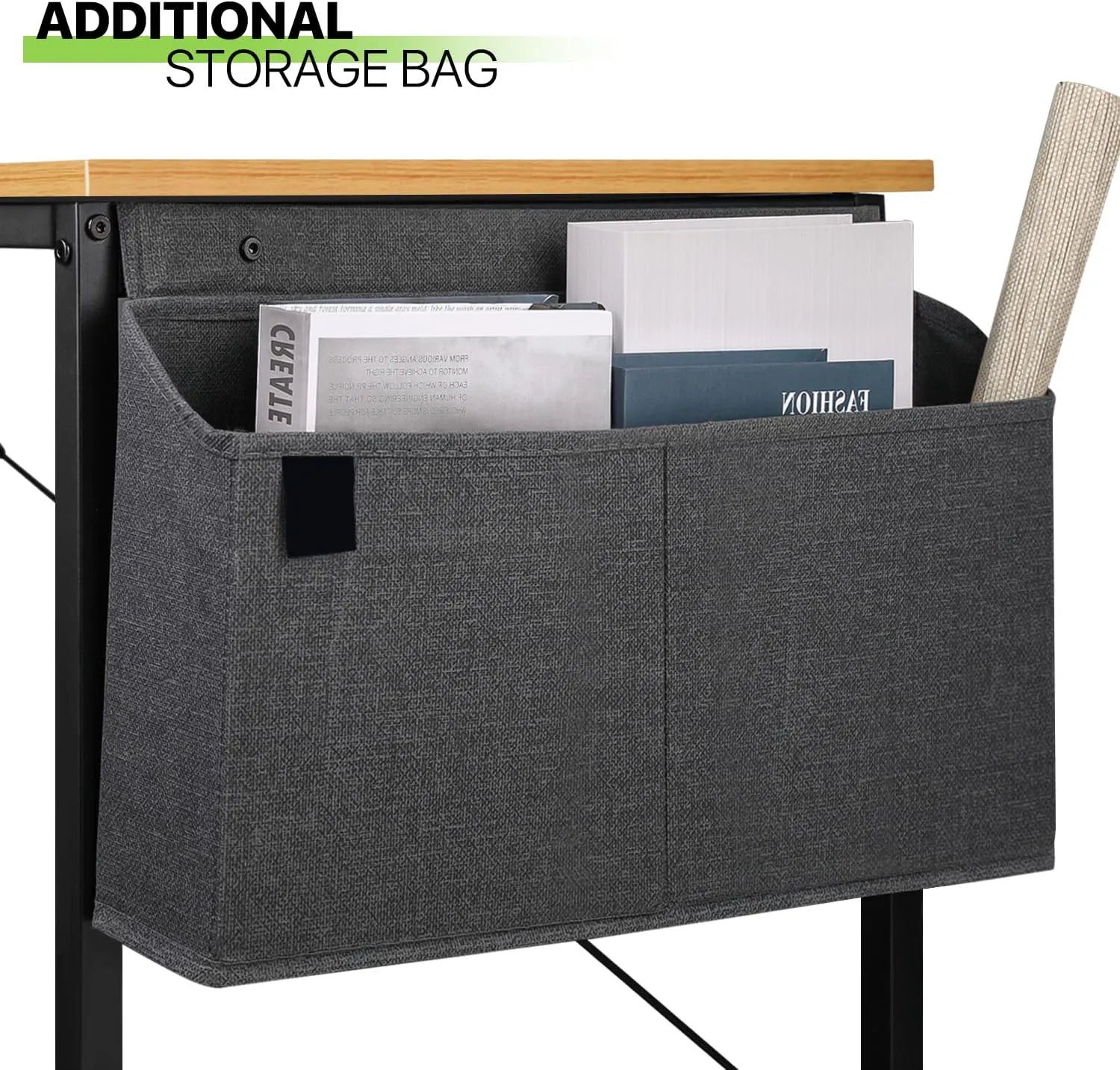 Magshion 40-Inch Computer Desk, Home Office Writing Study Desk with Storage Bag, Modern Simple Laptop Table, Light Brown