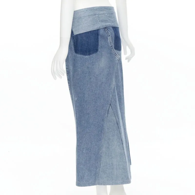 MAISON MARTIN MARGIELA 1999 Vintage deconstructed patchwork low denim skirt M