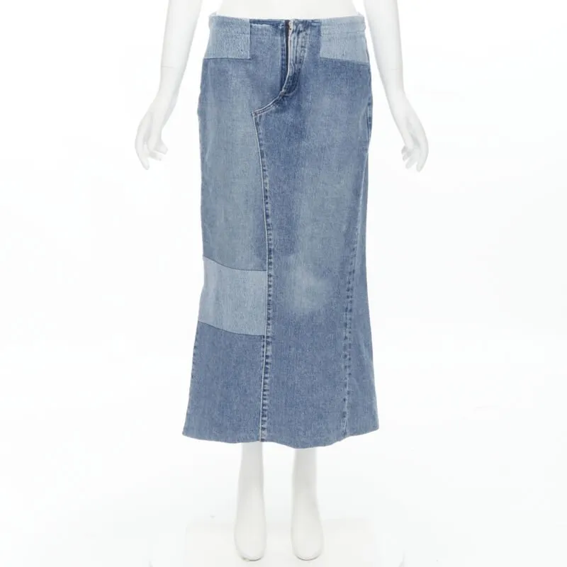 MAISON MARTIN MARGIELA 1999 Vintage deconstructed patchwork low denim skirt M