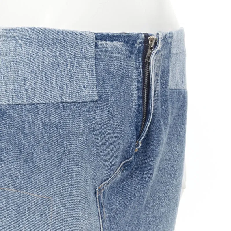MAISON MARTIN MARGIELA 1999 Vintage deconstructed patchwork low denim skirt M
