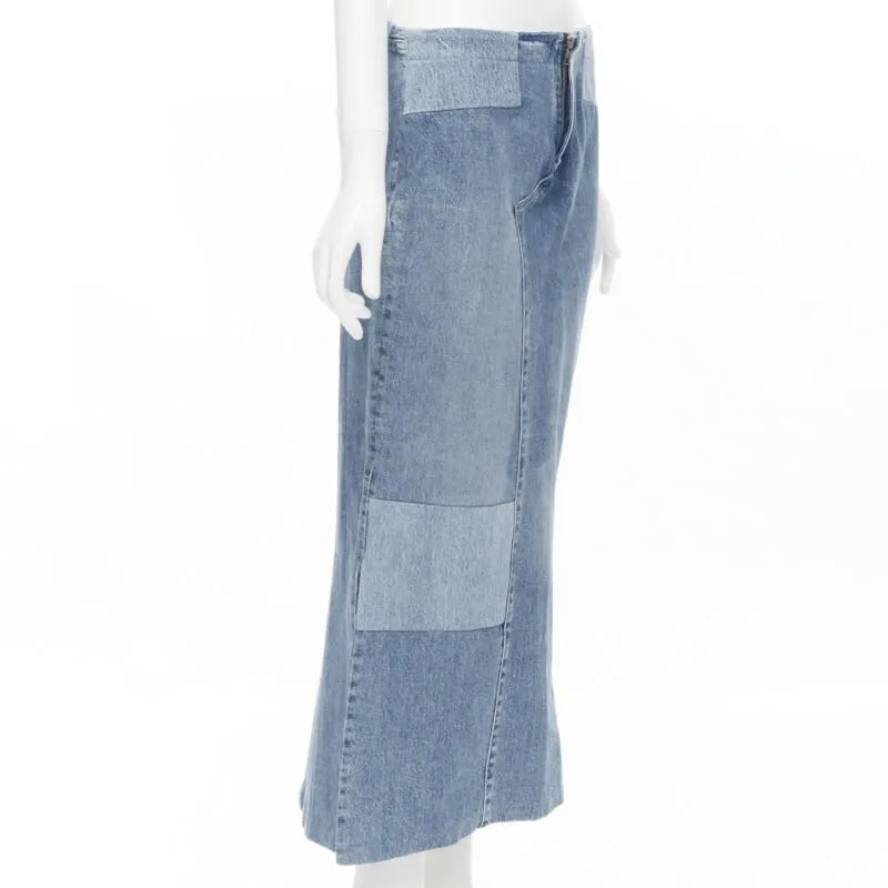 MAISON MARTIN MARGIELA 1999 Vintage deconstructed patchwork low denim skirt M
