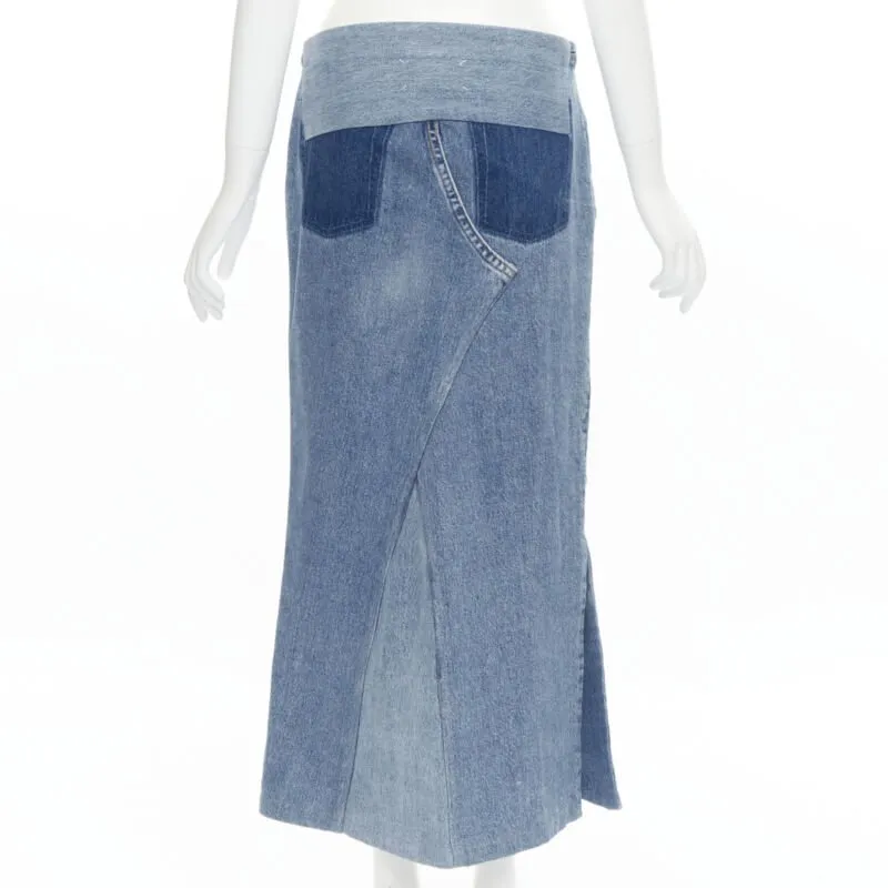 MAISON MARTIN MARGIELA 1999 Vintage deconstructed patchwork low denim skirt M