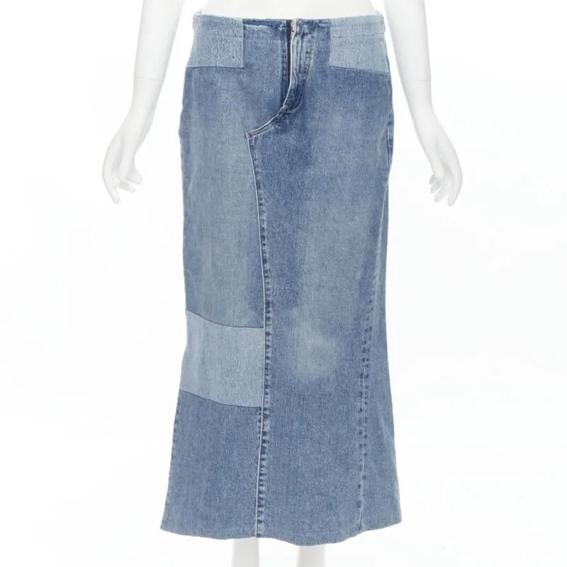 MAISON MARTIN MARGIELA 1999 Vintage deconstructed patchwork low denim skirt M