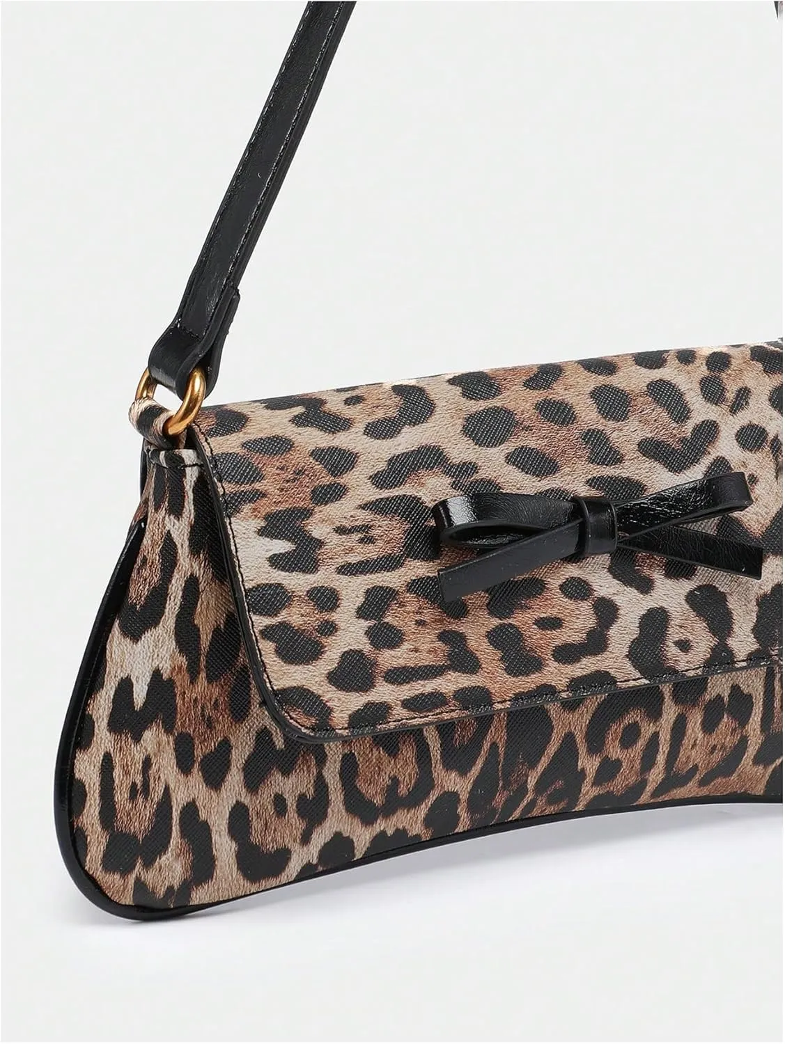 MakeMeChic Women's Cheetah Print Purse Faux Leather Leopard Bow Y2K Flap Shoulder Bag
