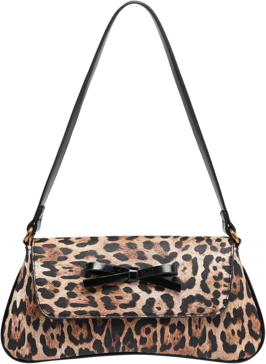 MakeMeChic Women's Cheetah Print Purse Faux Leather Leopard Bow Y2K Flap Shoulder Bag