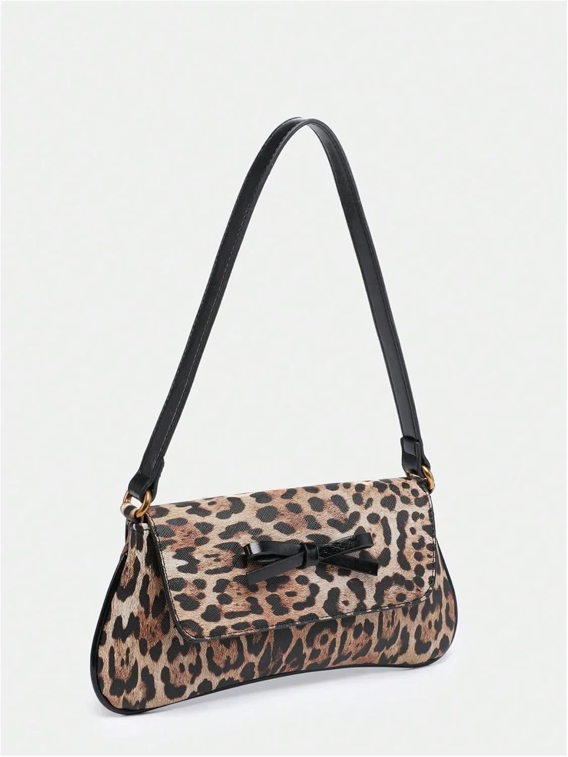 MakeMeChic Women's Cheetah Print Purse Faux Leather Leopard Bow Y2K Flap Shoulder Bag