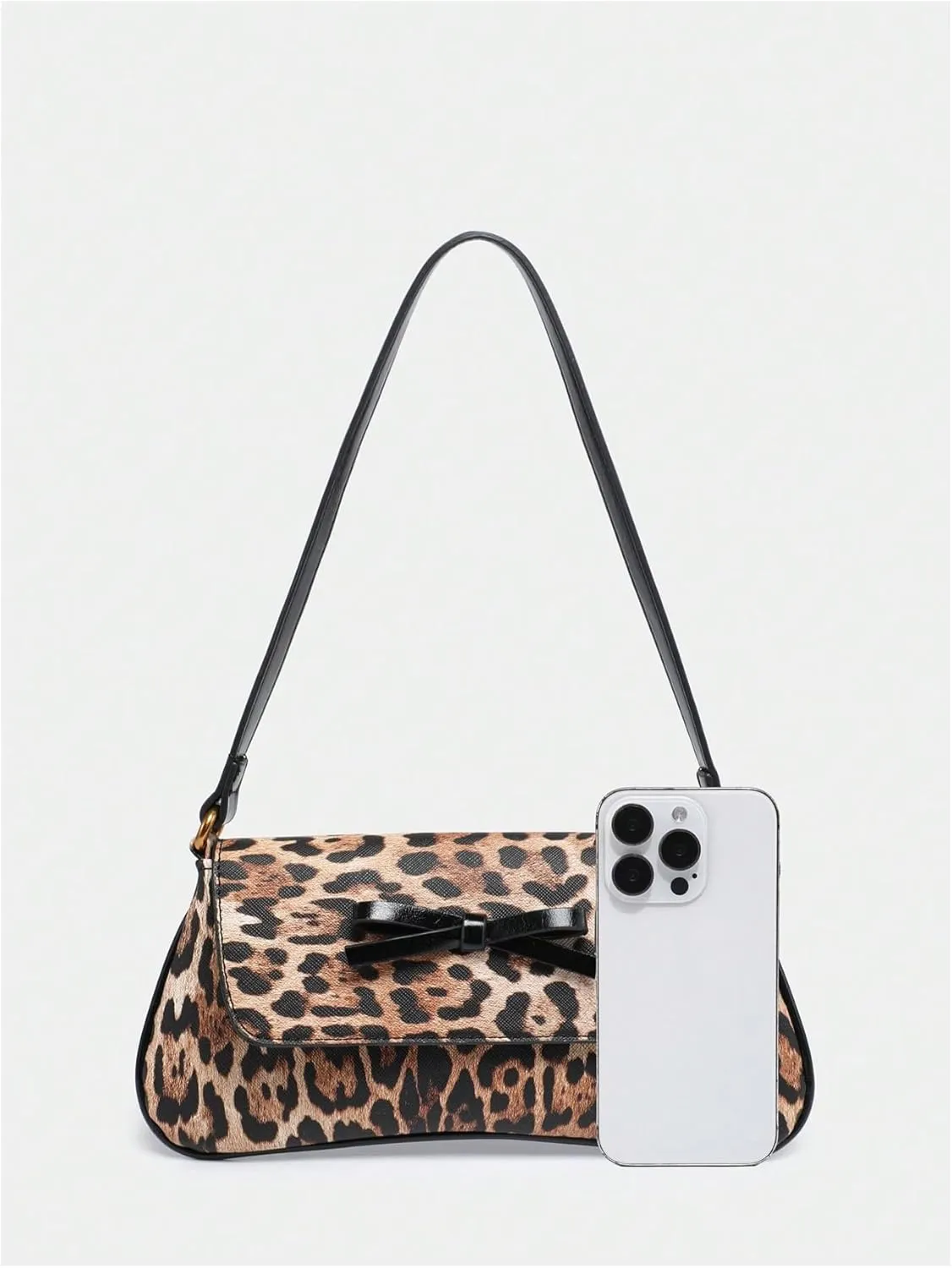 MakeMeChic Women's Cheetah Print Purse Faux Leather Leopard Bow Y2K Flap Shoulder Bag