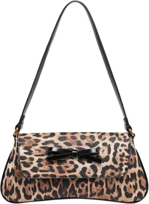 MakeMeChic Women's Cheetah Print Purse Faux Leather Leopard Bow Y2K Flap Shoulder Bag