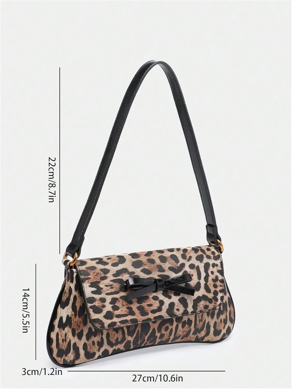 MakeMeChic Women's Cheetah Print Purse Faux Leather Leopard Bow Y2K Flap Shoulder Bag