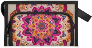 Makeup Bag for Women Ethnic Mandala Flower Colorful Cosmetic Bags Travel Toiletry Bag with Compartments Waterproof Portable Make Up Case Zipper Pouch Cosmetic Organizer for Travel Accessories