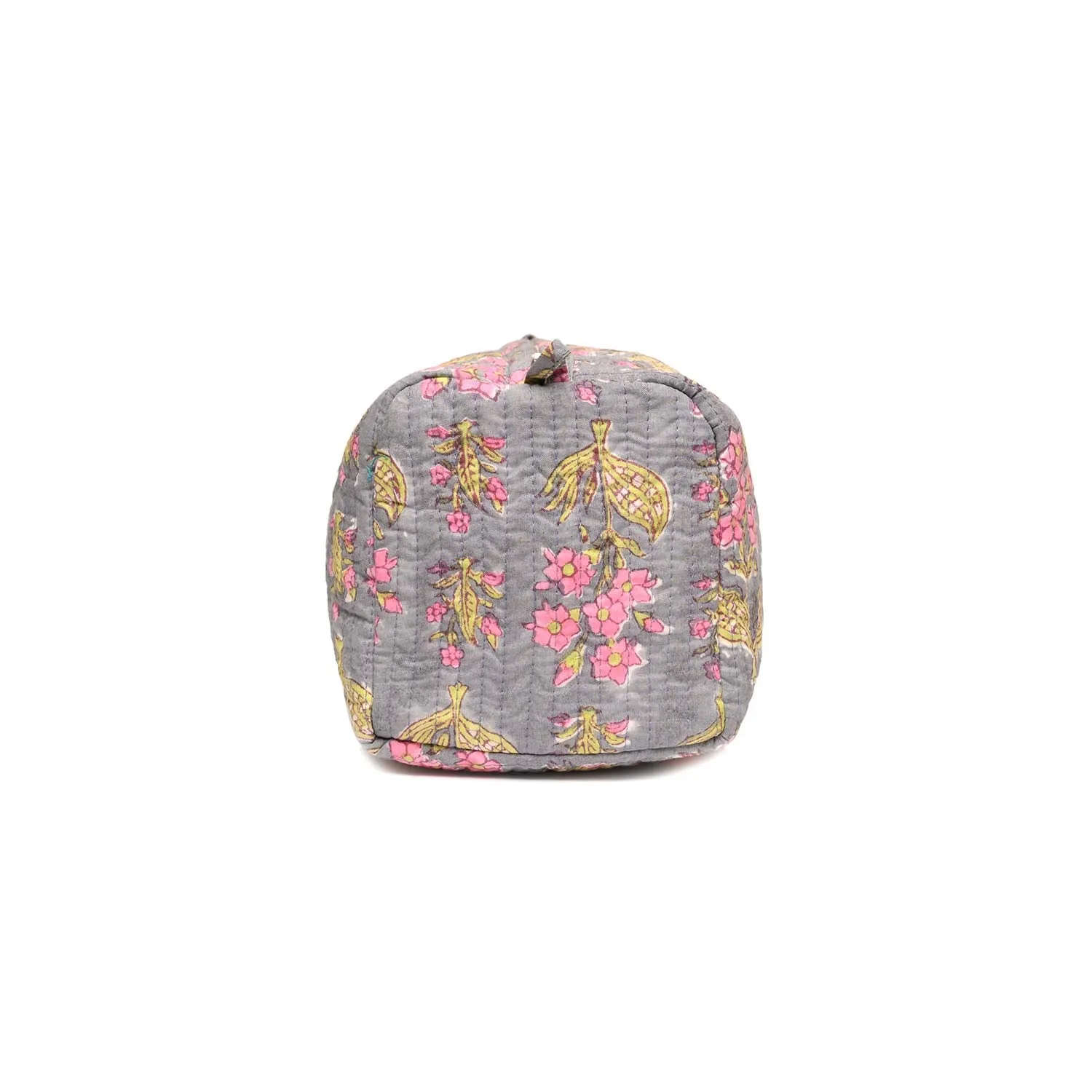 MANDEVILLA GREY PINK PRINT QUILTED TOILETRY POUCH