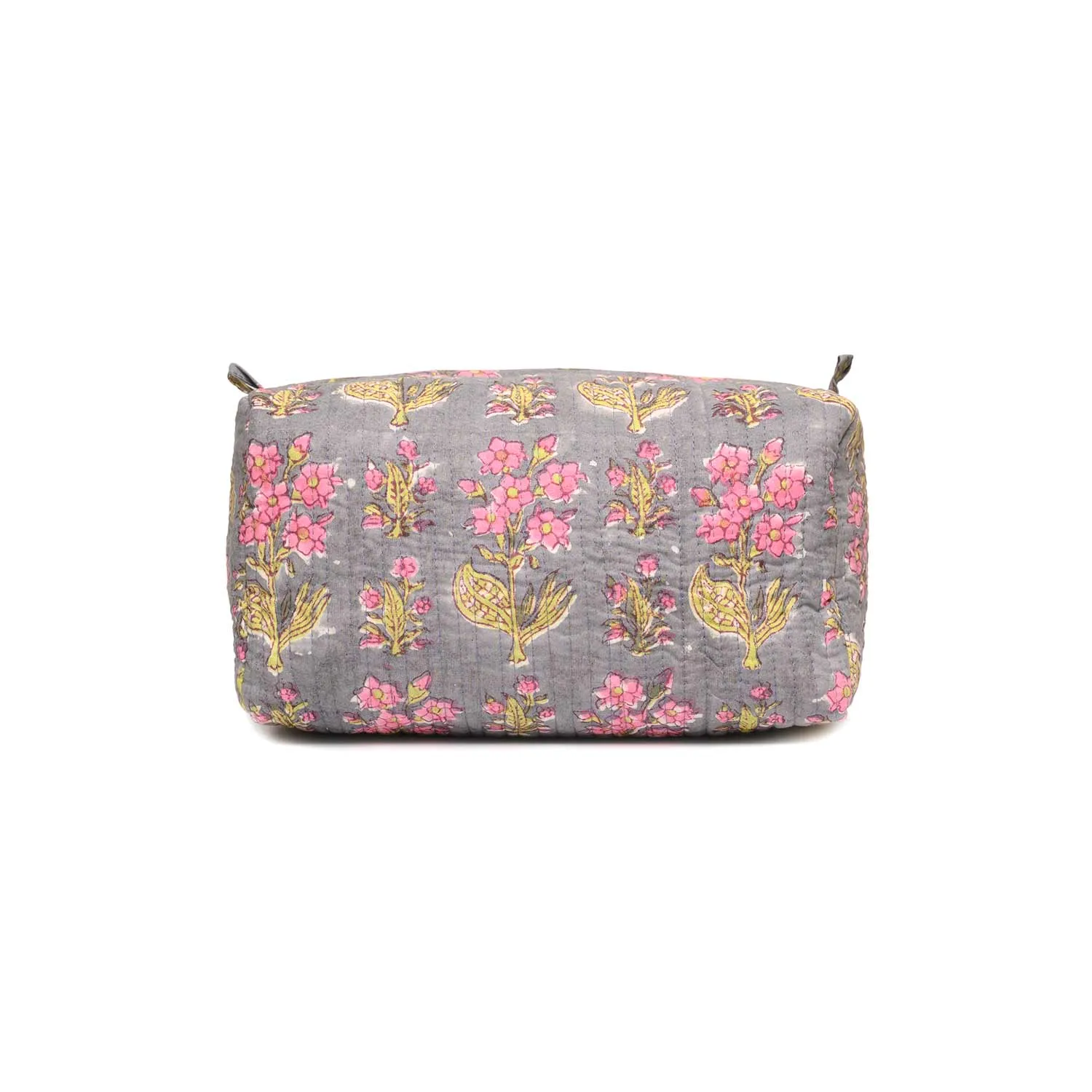 MANDEVILLA GREY PINK PRINT QUILTED TOILETRY POUCH