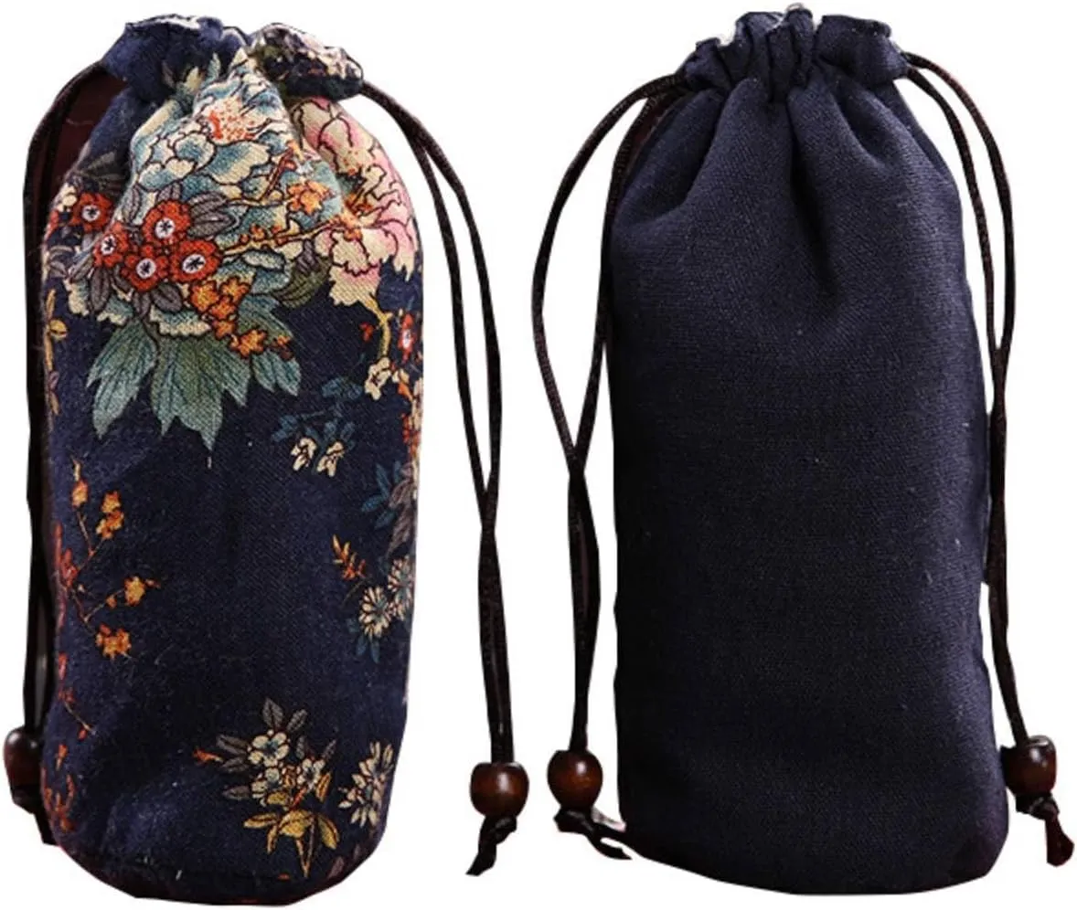 Manufacturer Cotton Linen Storage Bag Tea cans Cloth Bag Portable Travel Personal Water Cup Drawstring Sleeve Drawstring Bag can be formulated