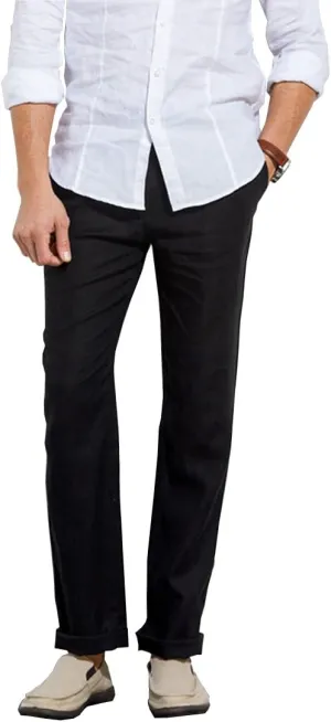 Manwan walk Men’s Casual Beach Trousers Elastic Loose Fit Lightweight Linen Summer Pants K70