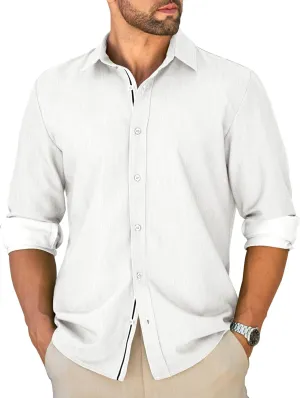 MAPICK Mens Casual Button Down Denim Shirts Long Sleeve Untucked Stretch Wrinkle-Free Dress Shirt