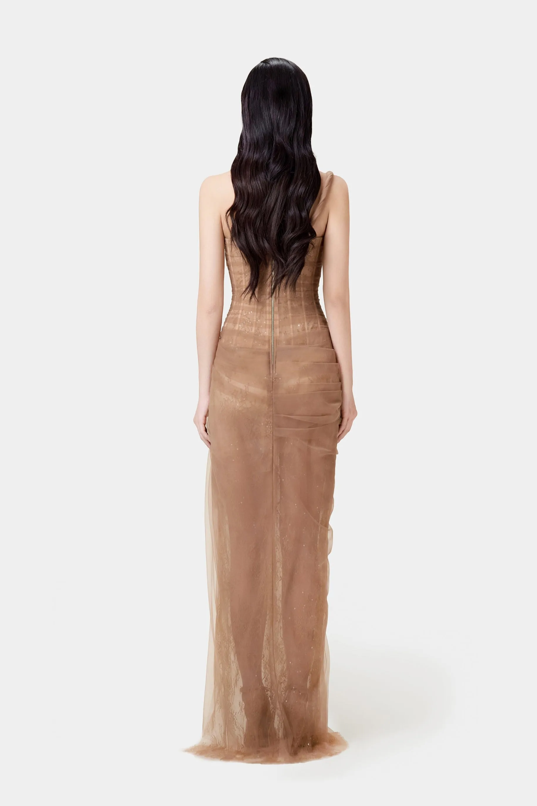 MARA BROWN LACE CORSET DRESS