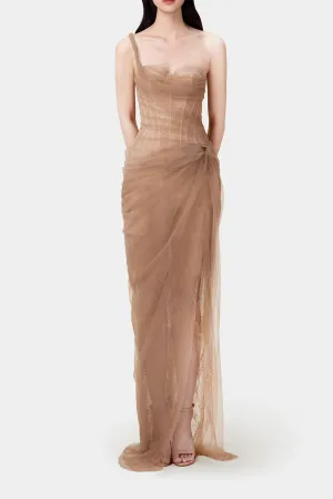 MARA BROWN LACE CORSET DRESS