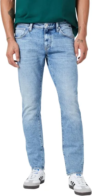 Mavi Jake Men's Skinny Leg Jeans, Mid Rise Jeans for Men, Sustainable, Light Brushed Recycled Blue, 35 x 30